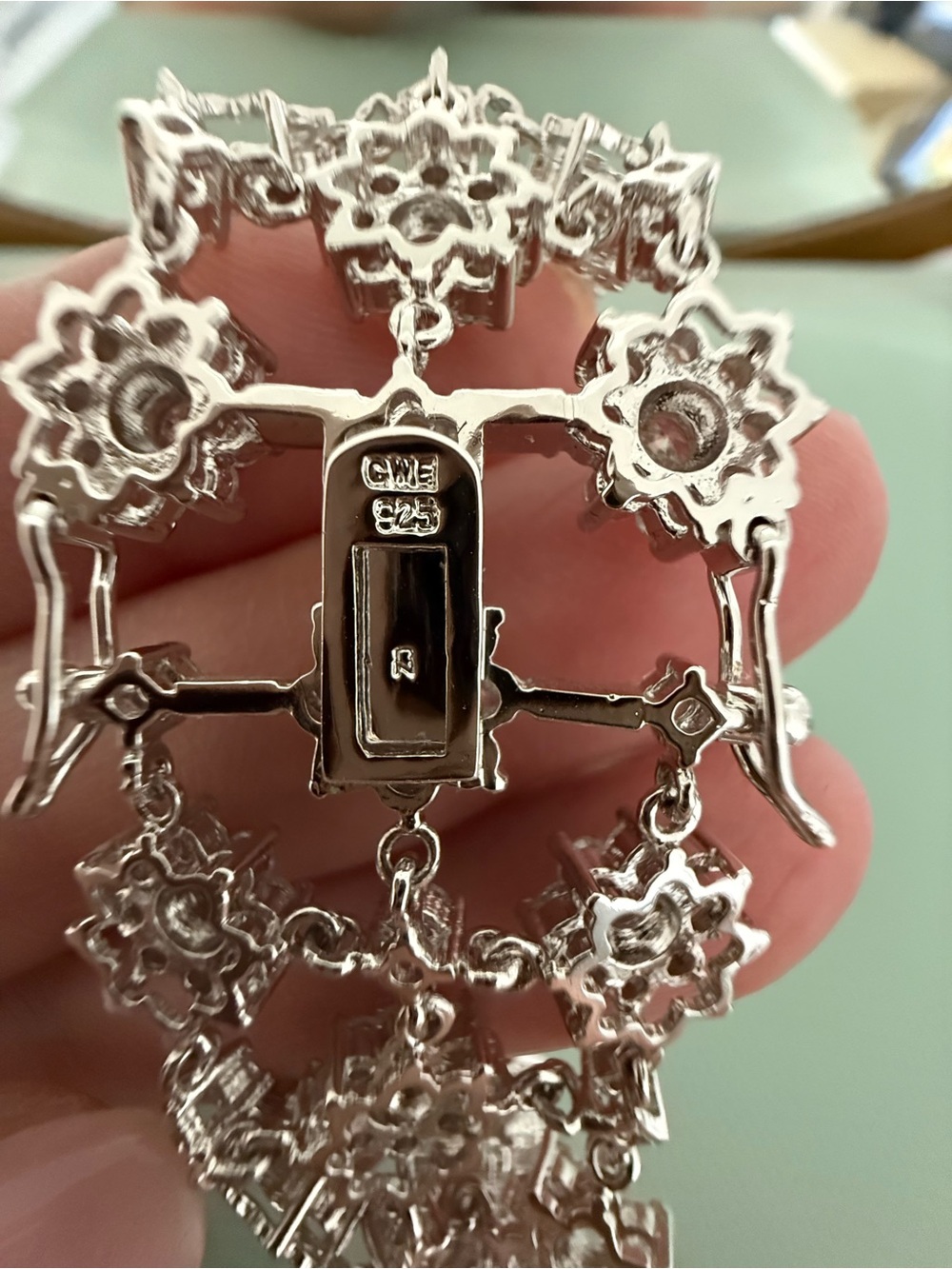 Sterling Silver Floral Crystal Bracelet - Picture 6 of 6
